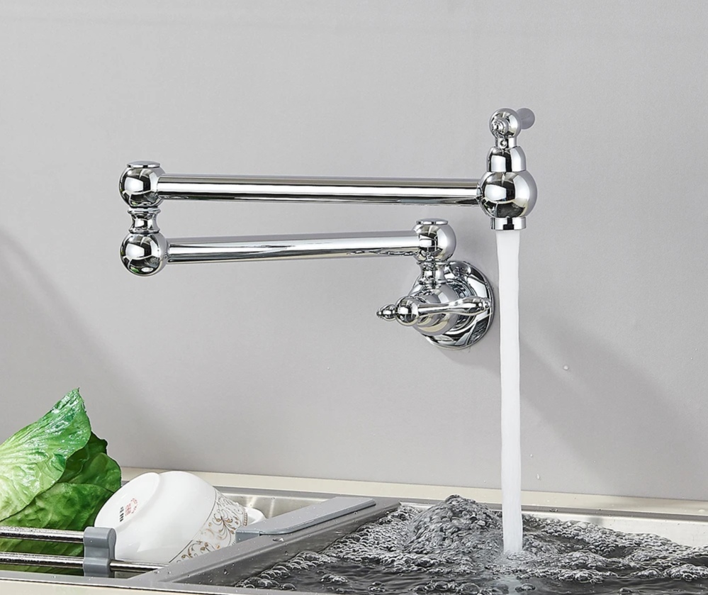 Solid Brass 360° Swivel Wall-Mount Kitchen Faucet