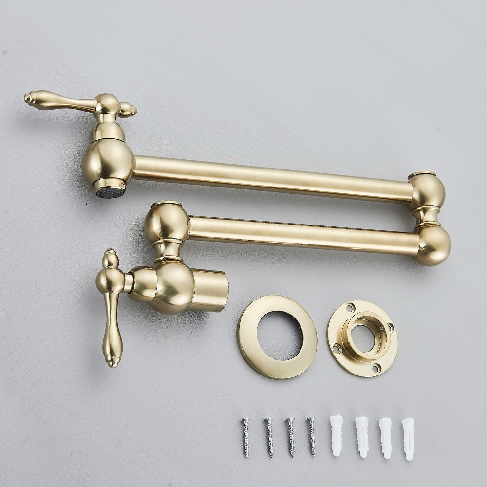 Solid Brass 360° Swivel Wall-Mount Kitchen Faucet