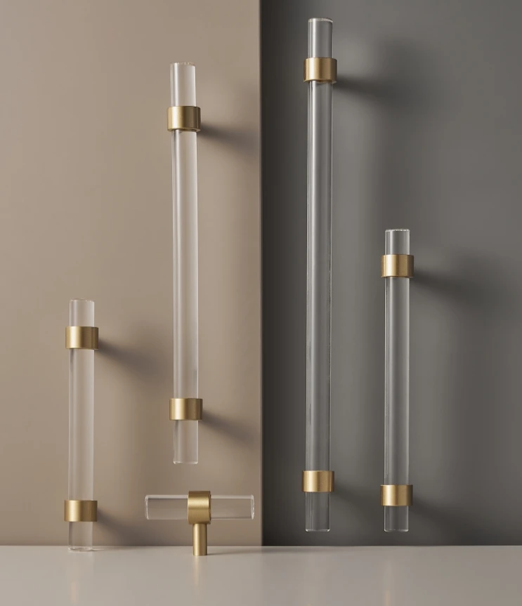 Solid Brass & Acrylic Adjustable Cabinet Handle