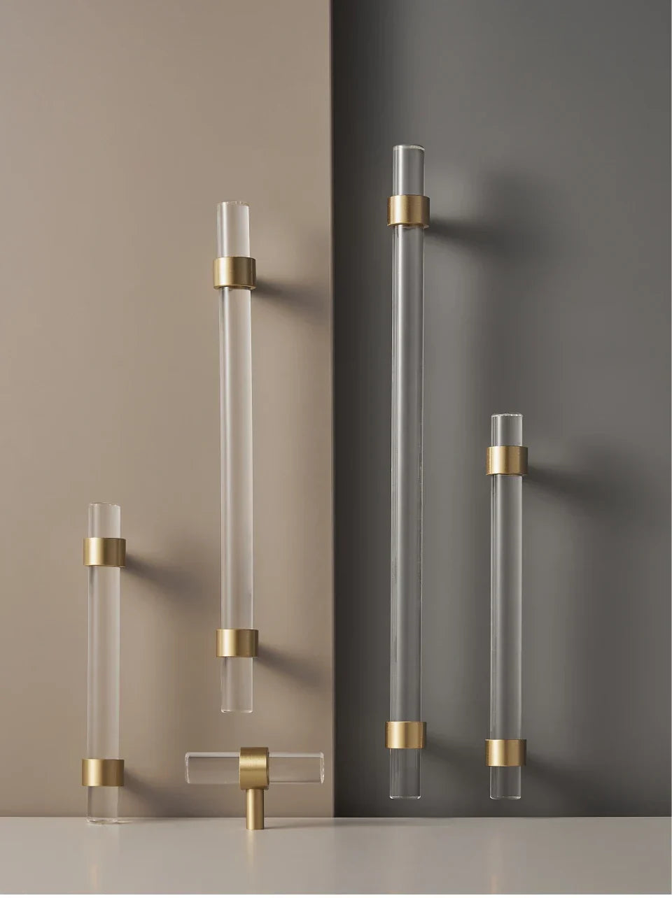 Solid Brass & Acrylic Adjustable Cabinet Handle