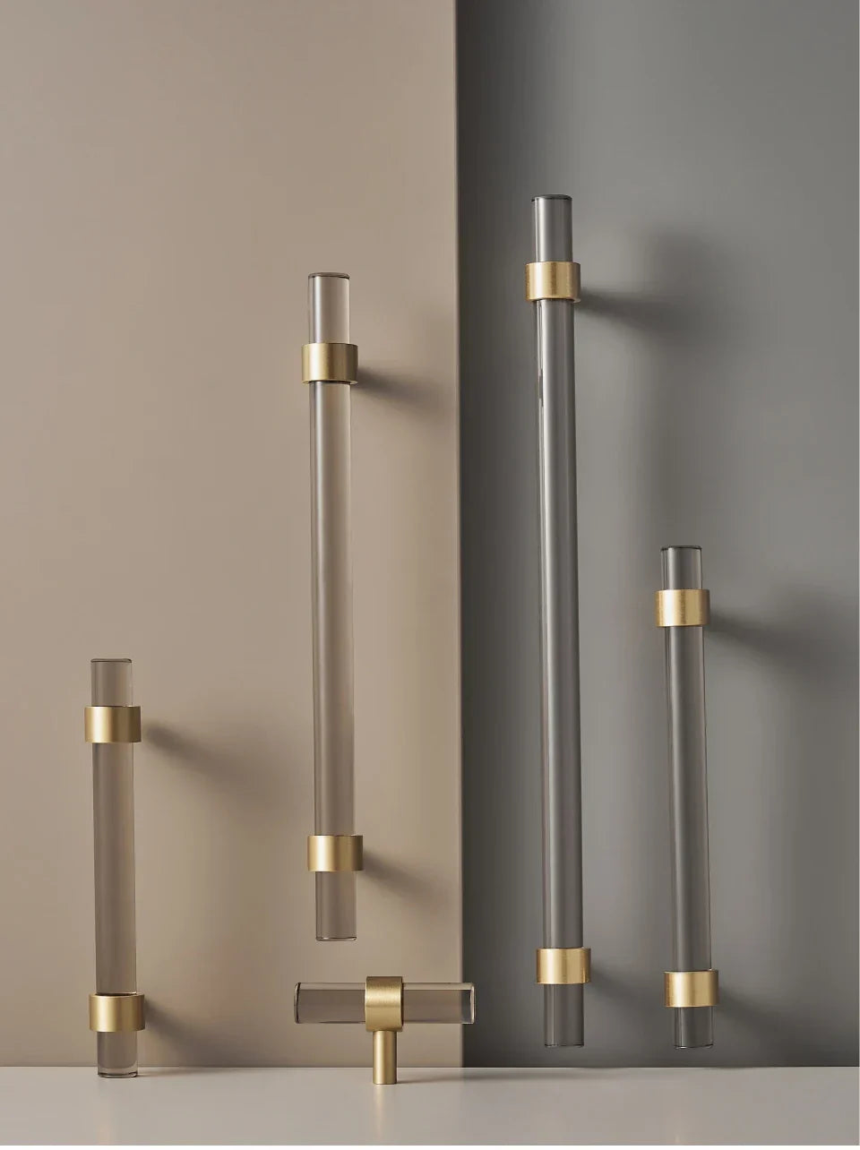 Solid Brass & Acrylic Adjustable Cabinet Handle