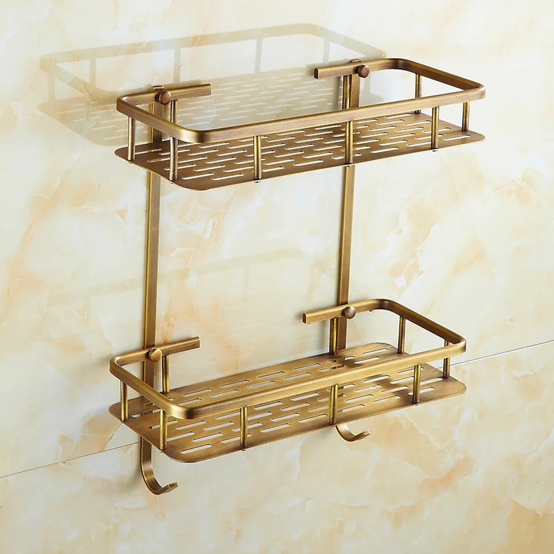 Solid Brass Antique Bronze Corner Shelf