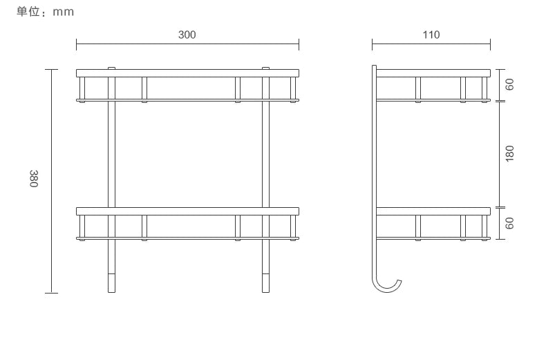 Solid Brass Antique Bronze Corner Shelf
