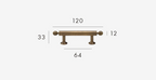 Solid Brass Antique Finish T-Bar Handle (7.6-Inch Hole Spacing)