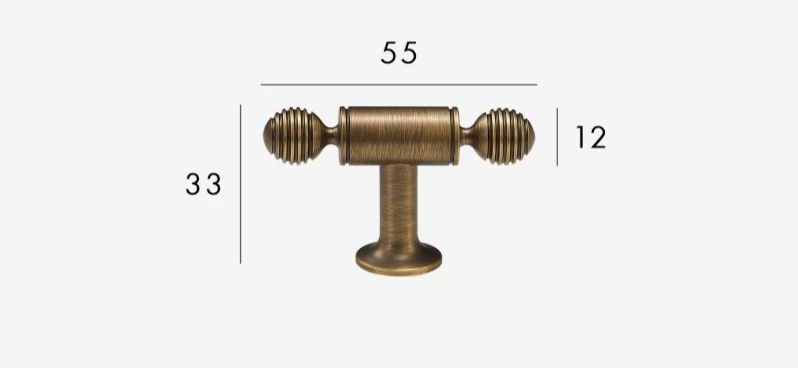 Solid Brass Antique Finish T-Bar Handle (7.6-Inch Hole Spacing)