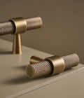 Solid Brass Art Deco Knurled T-Bar Handle (224mm Hole Spacing)