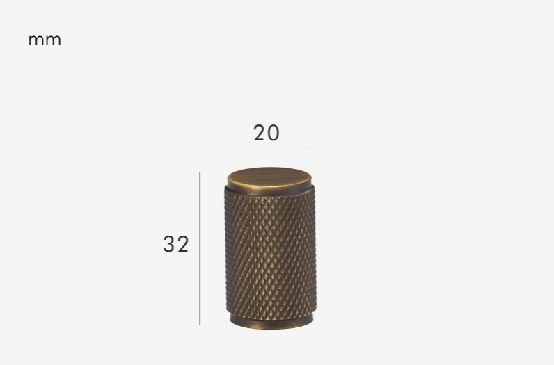 Solid Brass Art Deco Knurled T-Bar Handle (224mm Hole Spacing)