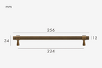 Solid Brass Art Deco Knurled T-Bar Handle (224mm Hole Spacing)