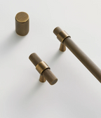 Solid Brass Art Deco Knurled T-Bar Handle (224mm Hole Spacing)