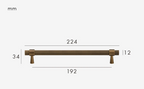 Solid Brass Art Deco Knurled T-Bar Handle (224mm Hole Spacing)