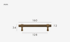 Solid Brass Art Deco Knurled T-Bar Handle (224mm Hole Spacing)