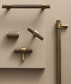 Solid Brass Art Deco Knurled T-Bar Handle (224mm Hole Spacing)