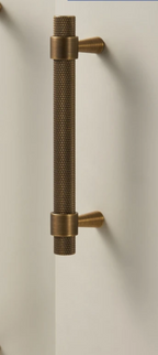 Solid Brass Art Deco Knurled T-Bar Handle (224mm Hole Spacing)