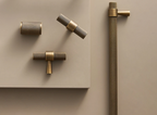 Solid Brass Art Deco Knurled T-Bar Handle (224mm Hole Spacing)