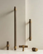 Solid Brass Art Deco Knurled T-Bar Handle (224mm Hole Spacing)