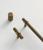Solid Brass Art Deco Knurled T-Bar Handle (224mm Hole Spacing)