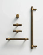 Solid Brass Art Deco Knurled T-Bar Handle (224mm Hole Spacing)