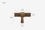 Solid Brass Art Deco Knurled T-Bar Handle (224mm Hole Spacing)