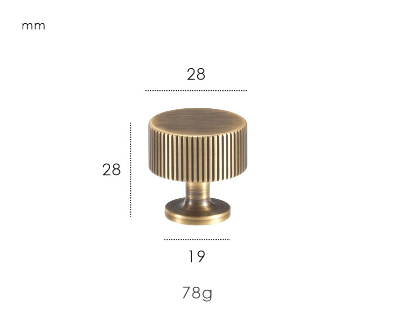 Solid Brass Art Deco Line Furniture Knob (Screw-Mount)