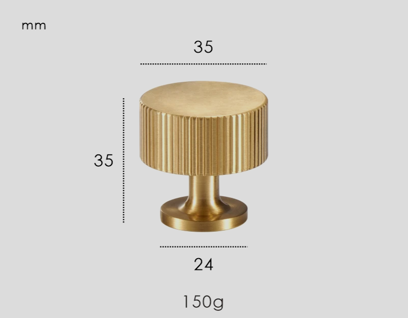Solid Brass Art Deco Line Furniture Knob (Screw-Mount)