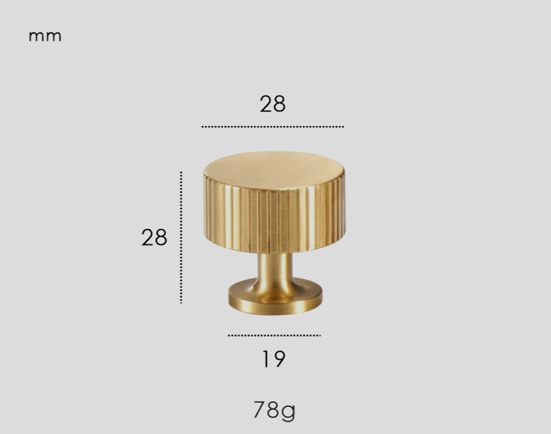 Solid Brass Art Deco Line Furniture Knob (Screw-Mount)