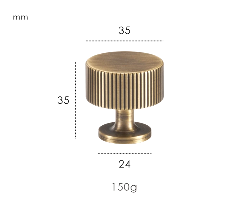 Solid Brass Art Deco Line Furniture Knob (Screw-Mount)