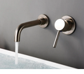 Solid Brass Brushed Stainless Bathroom Faucet (Dual-Hole Wall Mount)