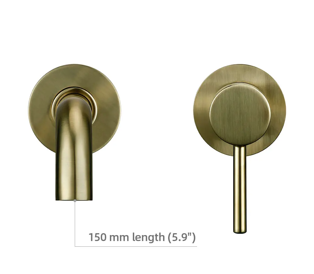 Solid Brass Brushed Stainless Bathroom Faucet (Dual-Hole Wall Mount)