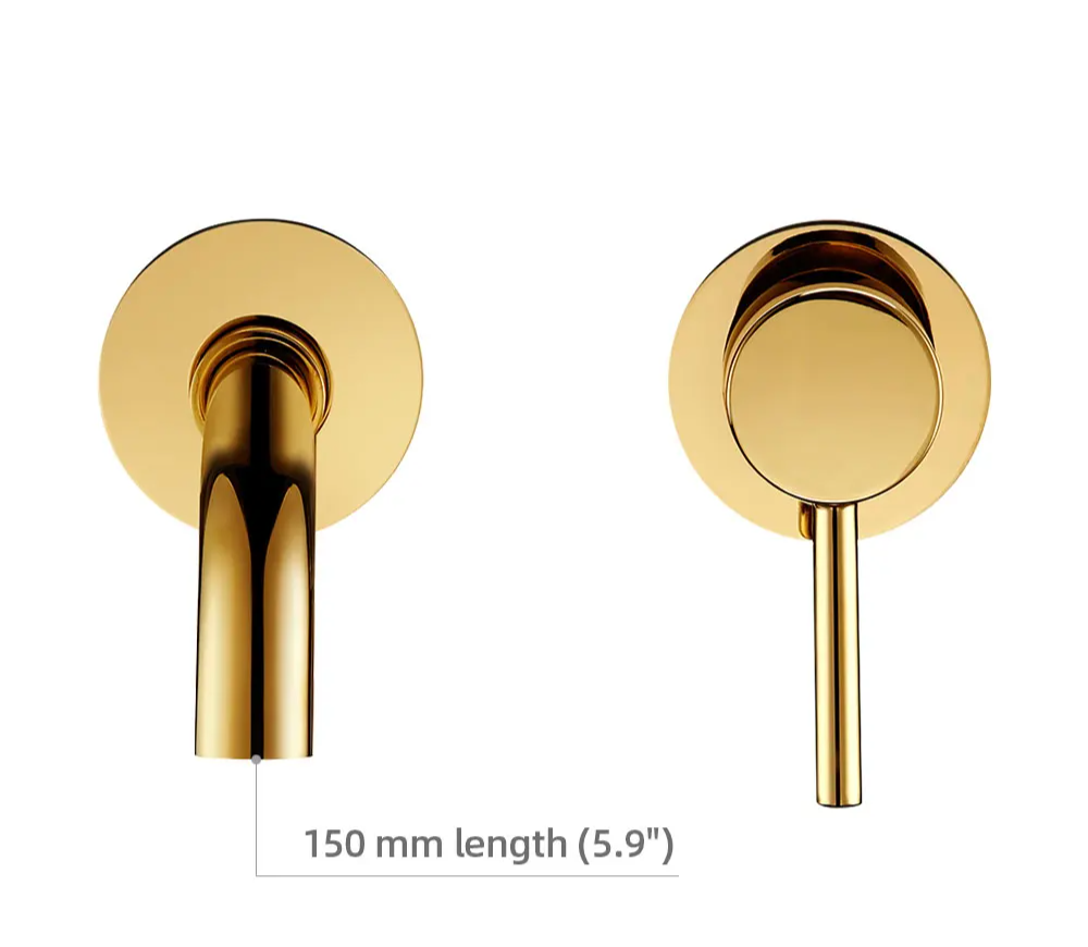 Solid Brass Brushed Stainless Bathroom Faucet (Dual-Hole Wall Mount)