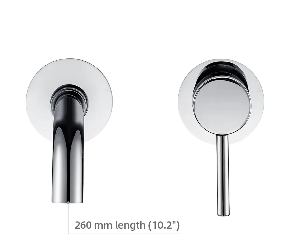 Solid Brass Brushed Stainless Bathroom Faucet (Dual-Hole Wall Mount)