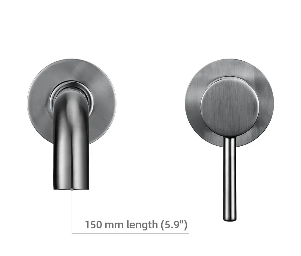 Solid Brass Brushed Stainless Bathroom Faucet (Dual-Hole Wall Mount)