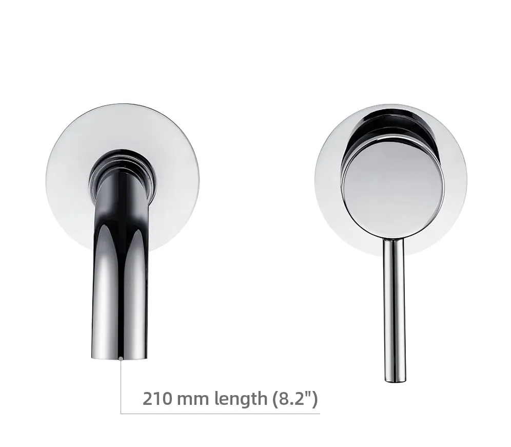 Solid Brass Brushed Stainless Bathroom Faucet (Dual-Hole Wall Mount)
