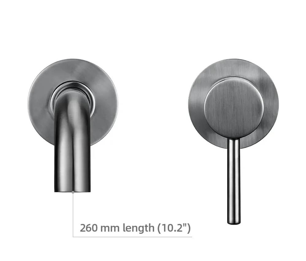 Solid Brass Brushed Stainless Bathroom Faucet (Dual-Hole Wall Mount)