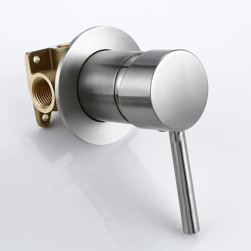 Solid Brass Brushed Stainless Bathroom Faucet (Dual-Hole Wall Mount)