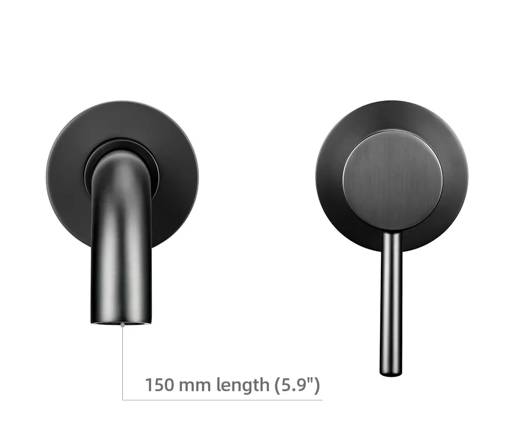 Solid Brass Brushed Stainless Bathroom Faucet (Dual-Hole Wall Mount)