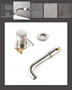 Solid Brass Brushed Stainless Bathroom Faucet (Dual-Hole Wall Mount)