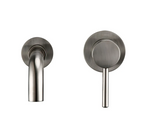 Solid Brass Brushed Stainless Bathroom Faucet (Dual-Hole Wall Mount)