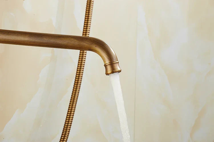 Solid Brass & Ceramic Cartridge Handheld Shower Faucet Set (Wall-Mounted)