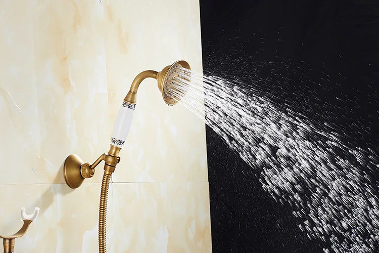 Solid Brass & Ceramic Cartridge Handheld Shower Faucet Set (Wall-Mounted)