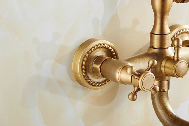 Solid Brass & Ceramic Cartridge Handheld Shower Faucet Set (Wall-Mounted)