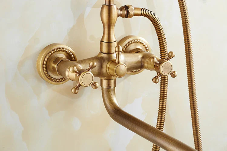 Solid Brass & Ceramic Cartridge Handheld Shower Faucet Set (Wall-Mounted)