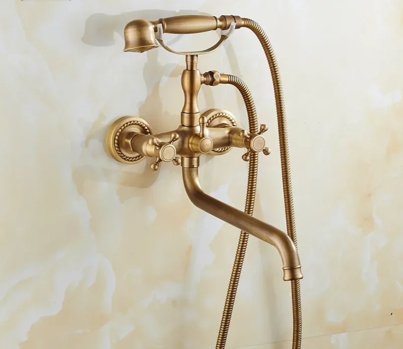Solid Brass & Ceramic Cartridge Handheld Shower Faucet Set (Wall-Mounted)