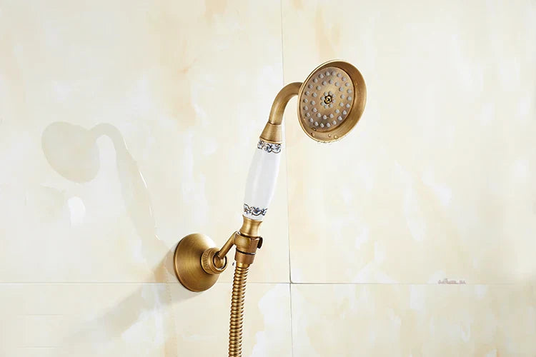 Solid Brass & Ceramic Cartridge Handheld Shower Faucet Set (Wall-Mounted)