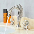 Solid Brass Ceramic-Disc Bathroom Faucet (Widespread 3-Hole)