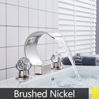 Solid Brass Ceramic-Disc Bathroom Faucet (Widespread 3-Hole)