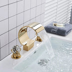 Solid Brass Ceramic-Disc Bathroom Faucet (Widespread 3-Hole)