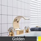 Solid Brass Ceramic-Disc Bathroom Faucet (Widespread 3-Hole)