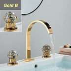 Solid Brass Ceramic-Disc Bathroom Faucet (Widespread 3-Hole)