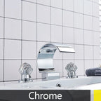 Solid Brass Ceramic-Disc Bathroom Faucet (Widespread 3-Hole)