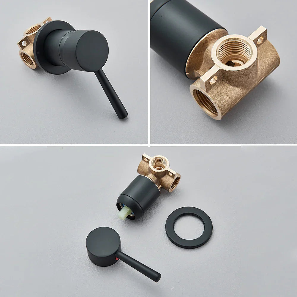 Solid Brass Ceramic-Disc Concealed Wall-Mount Bathroom Faucet